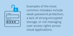 Examples of the most common mistakes include weak password protection